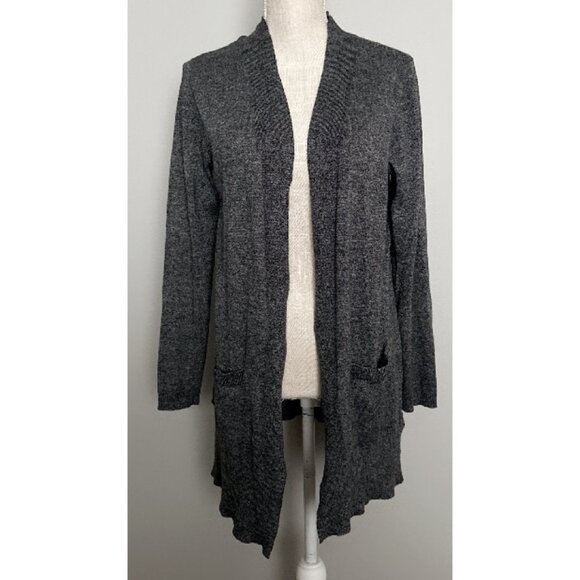 Women's Black w White Tribekka 44 Long Sleeve Cardigan w Pockets - Picture 1 of 5